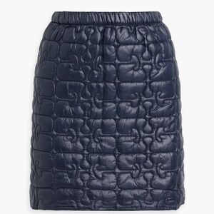 Ganni Womens Shiny Quilt Mini Skirt, Blue